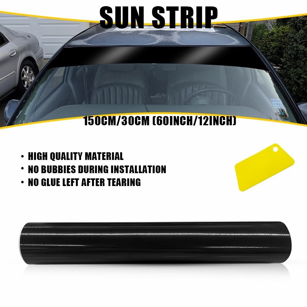 60×12″ Car Sun Windshield Visor Vinyl PVC Window Tint Decal Strip Black Sticker`