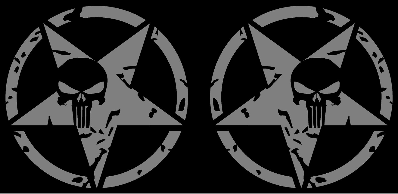 Jeep US Army Star Punisher Skull L and R Vinyl Decal Multiple Colors and Sizes