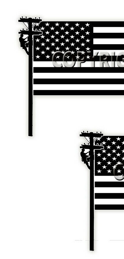 Lineman American Flag Linemen Decals Adhesive Vinyl Indoor Outdoor Decals