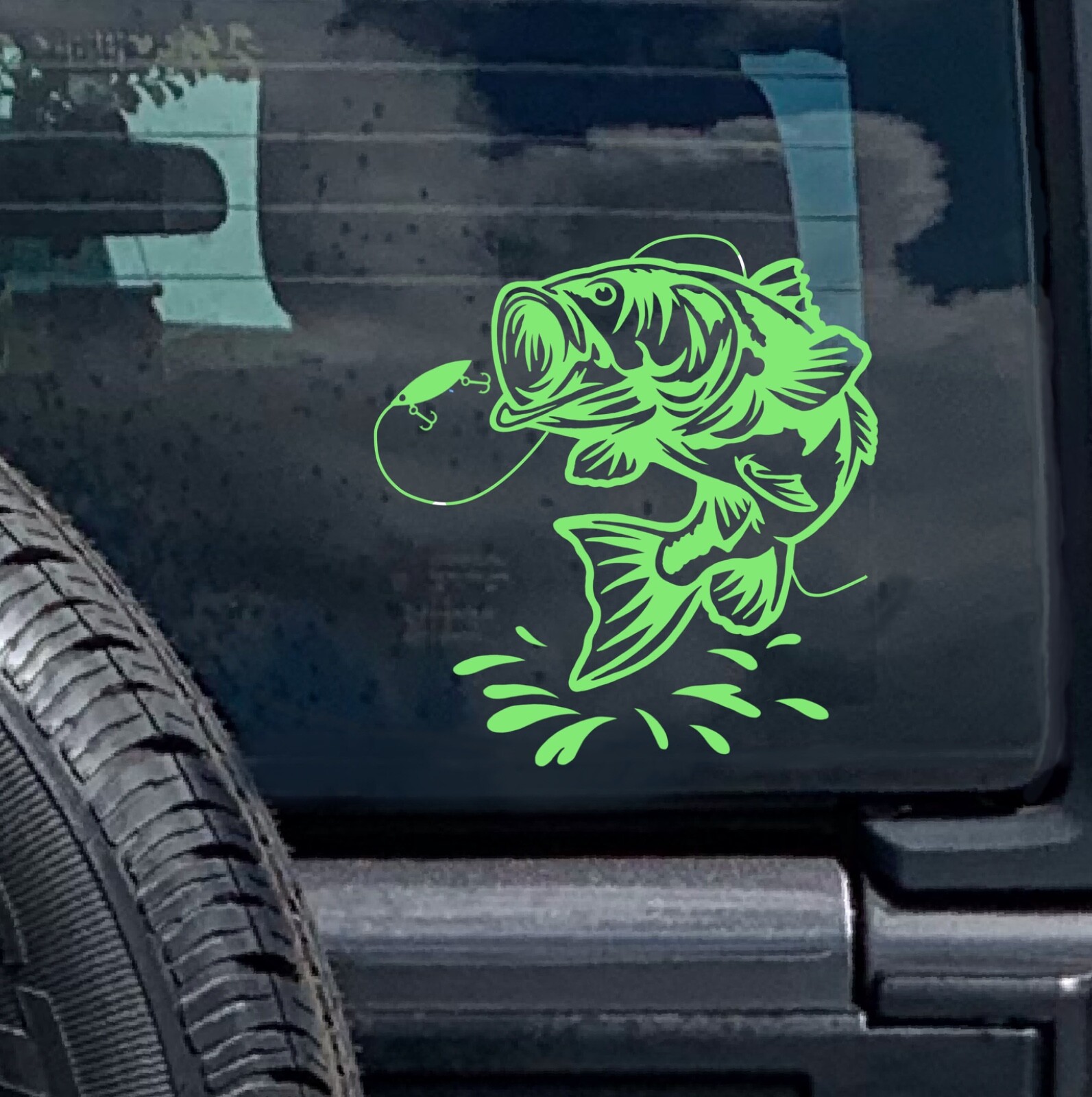 Largemouth Bass Car Window Decal. Gift for bass fishermen. Jumping Bass Decal.