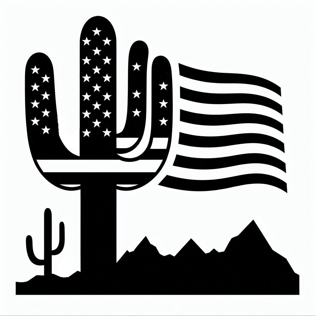 Arizona Landscape Flag Vinyl Car Decals USA America Saguaro Cactus Star Sun Sky