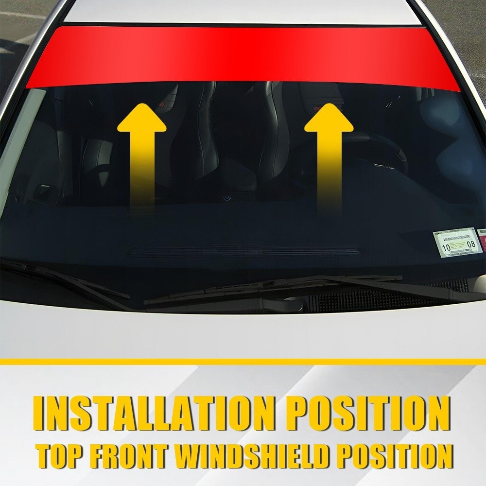 Universal Windshield Banner Vinyl Decal Sun Strip 60″x10″ Gloss Red V