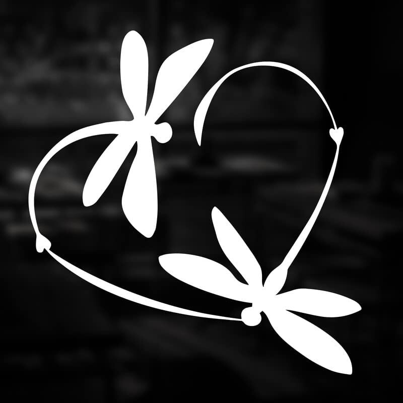 Dragonfly Heart – 2 Pack 5″ White Vinyl Decal, notebook laptop Tumblers Mugs