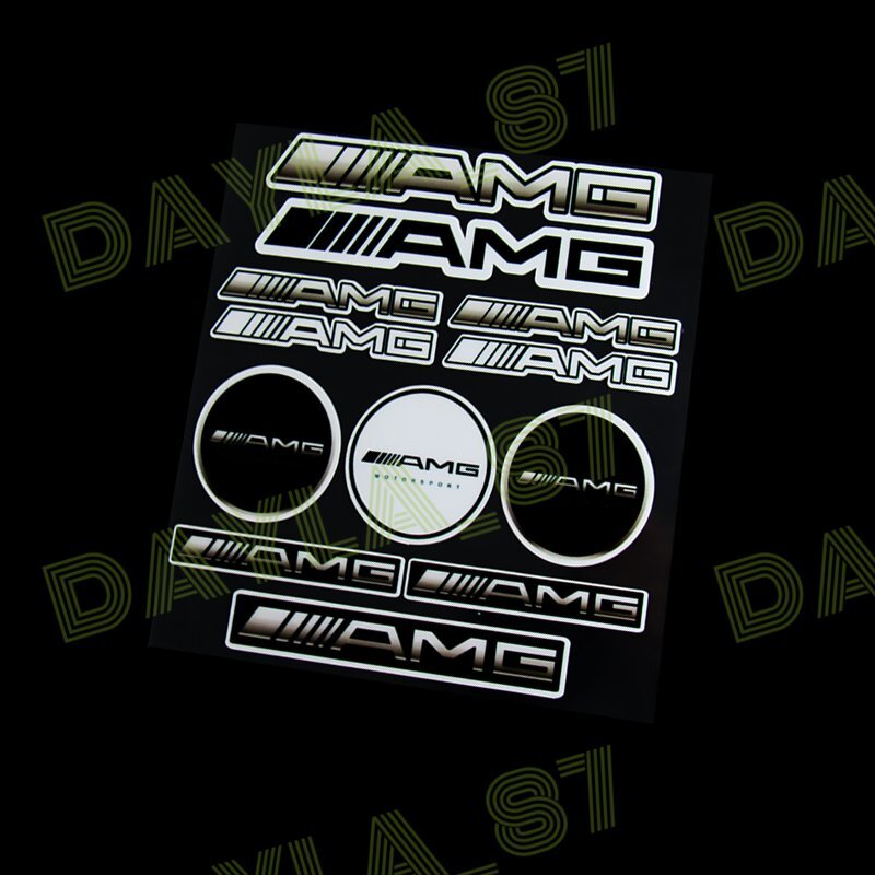 For AMG Mercedes Benz Reflective Car Door Window Vinyl Decal Sticker -12pcs(Set)