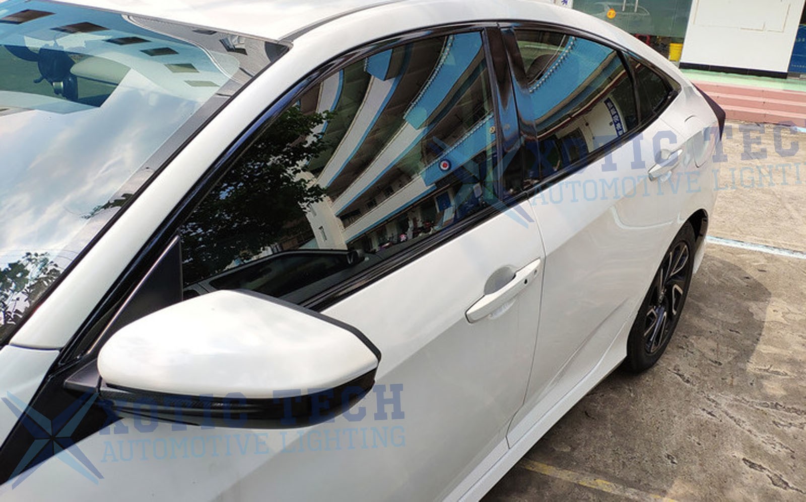 Glossy Black KK Vinyl Chrome Delete Blackout Side Window Cover For Civic 16-21