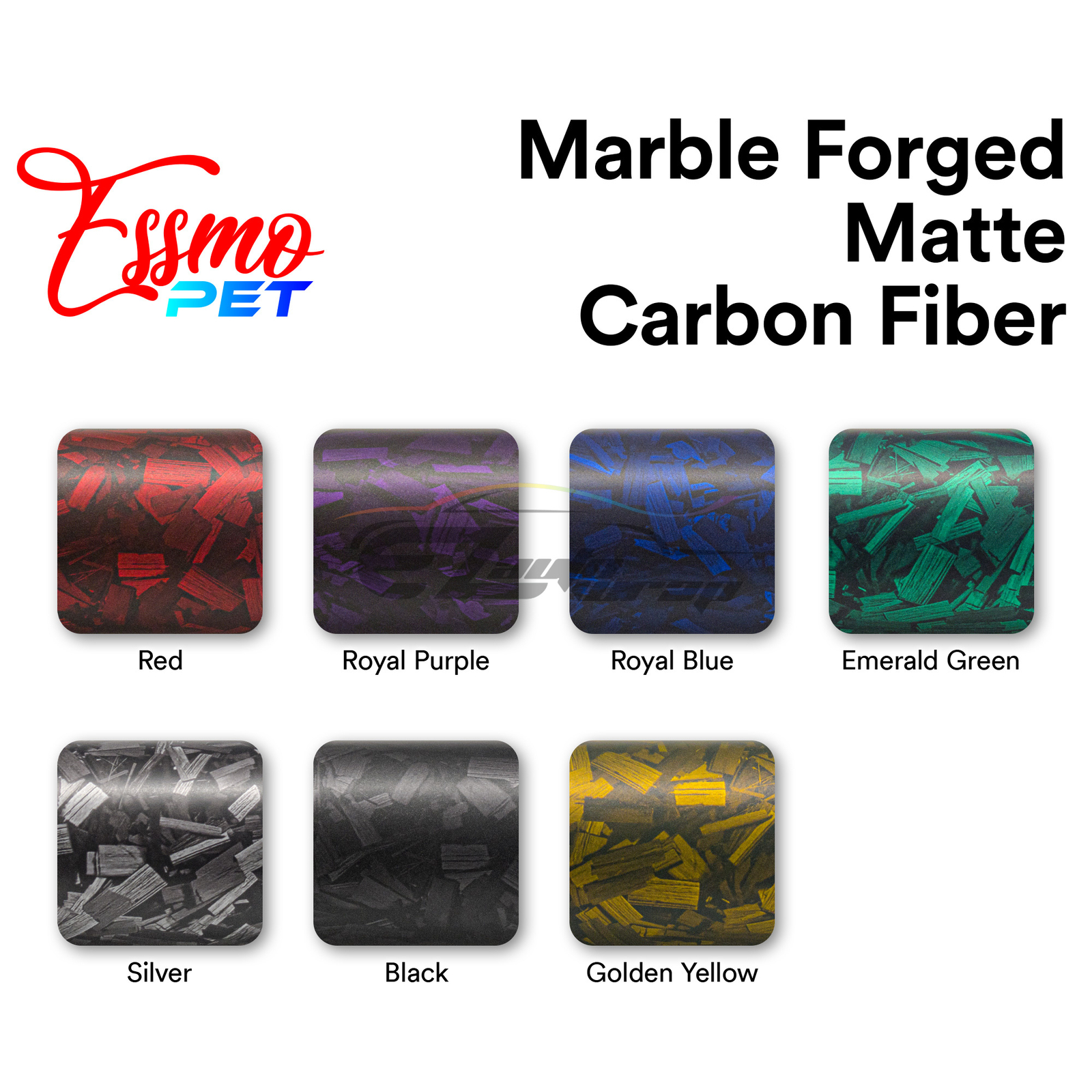 ESSMO PET Marble Forged Matte Carbon Fiber Royal Blue Car Vehicle Vinyl Wrap
