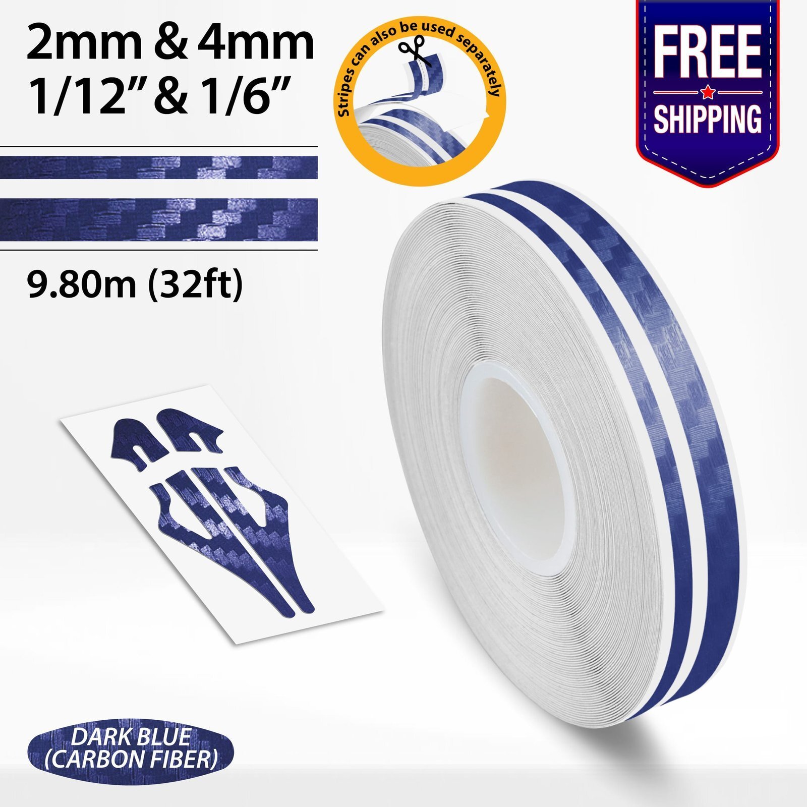 CARBON FIBER DARK BLUE STRIPE Car Model Motorcycle Adhesive TAPE Vinyl Sticker