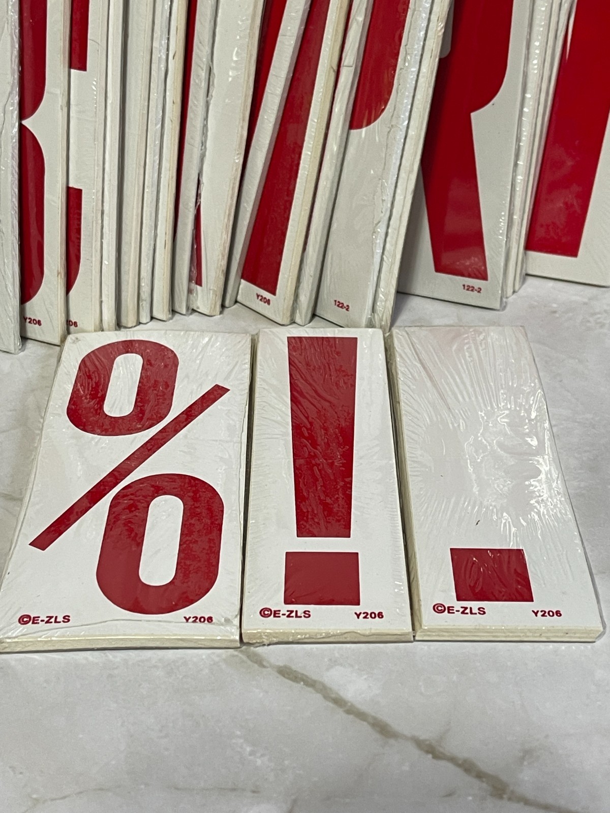 E-Z LETTERING Red/White 5 1/2″ Tall Windshield Letter Stickers – NEW SEALED