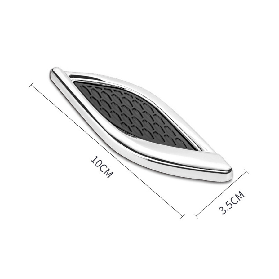 Sticker Fake Air Vent Trim 3D Chrome Metal Fit For Car Fender Hood Intake Decor