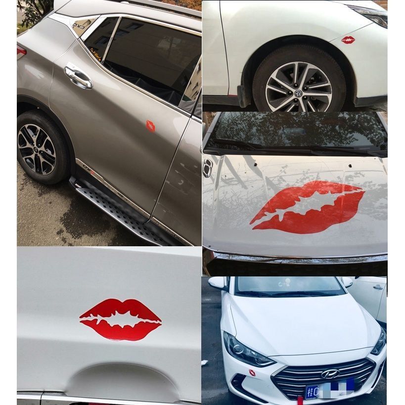 8 Pcs Red lips love Kiss Car Phone Laptop Window Reflective Sticker Vinyl Decals