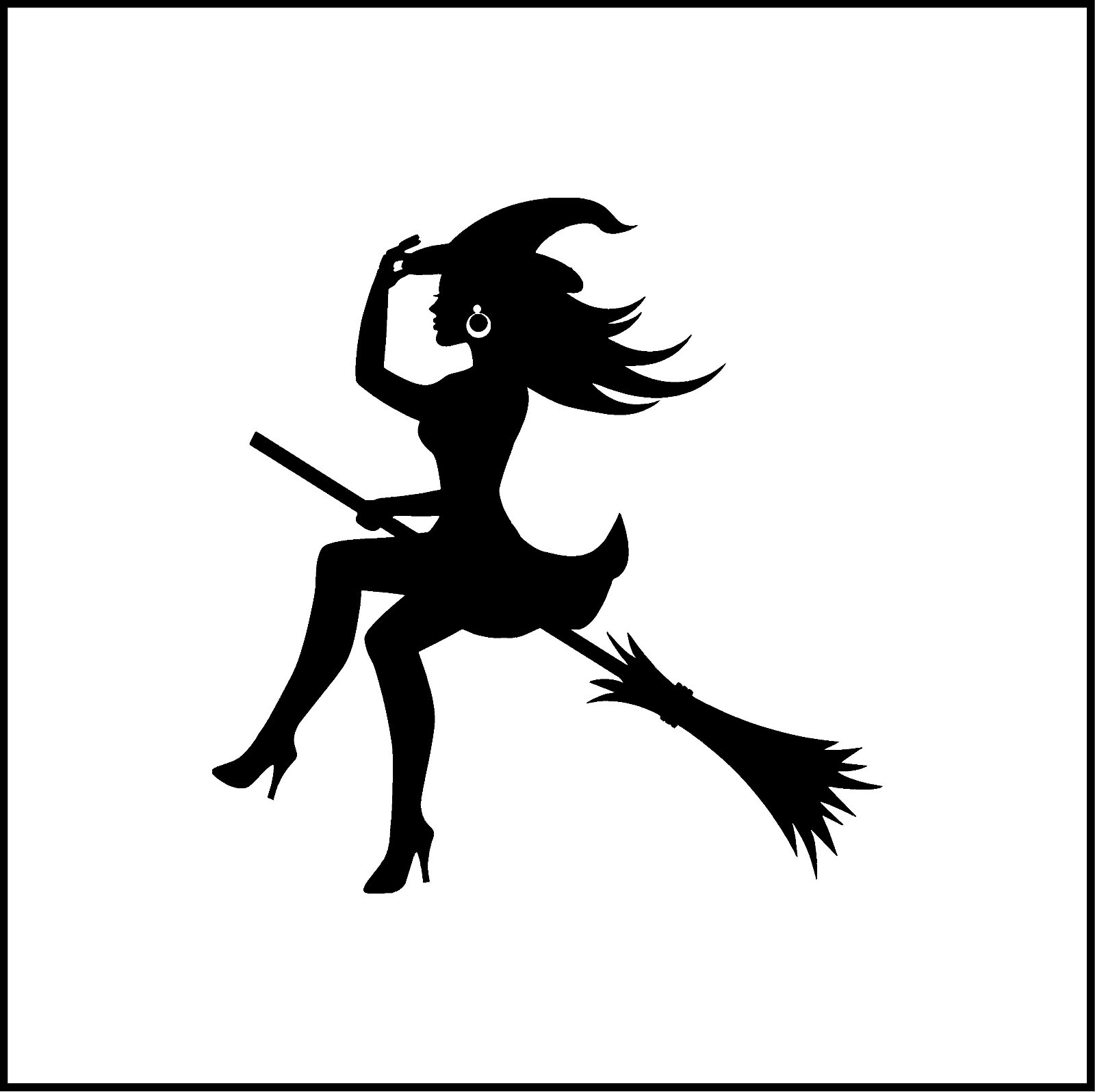 Sexy Witch Flying On Broom Vinyl Decal