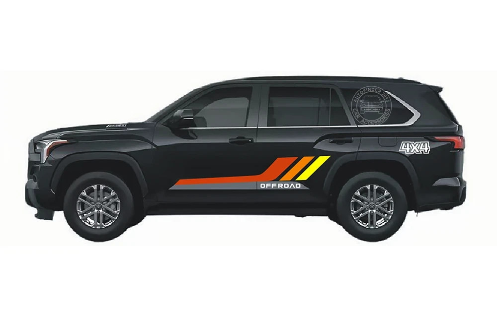 Tricolor Stripe Graphics Car Sticker For Toyota Sequoia Side Door Off Road Decal