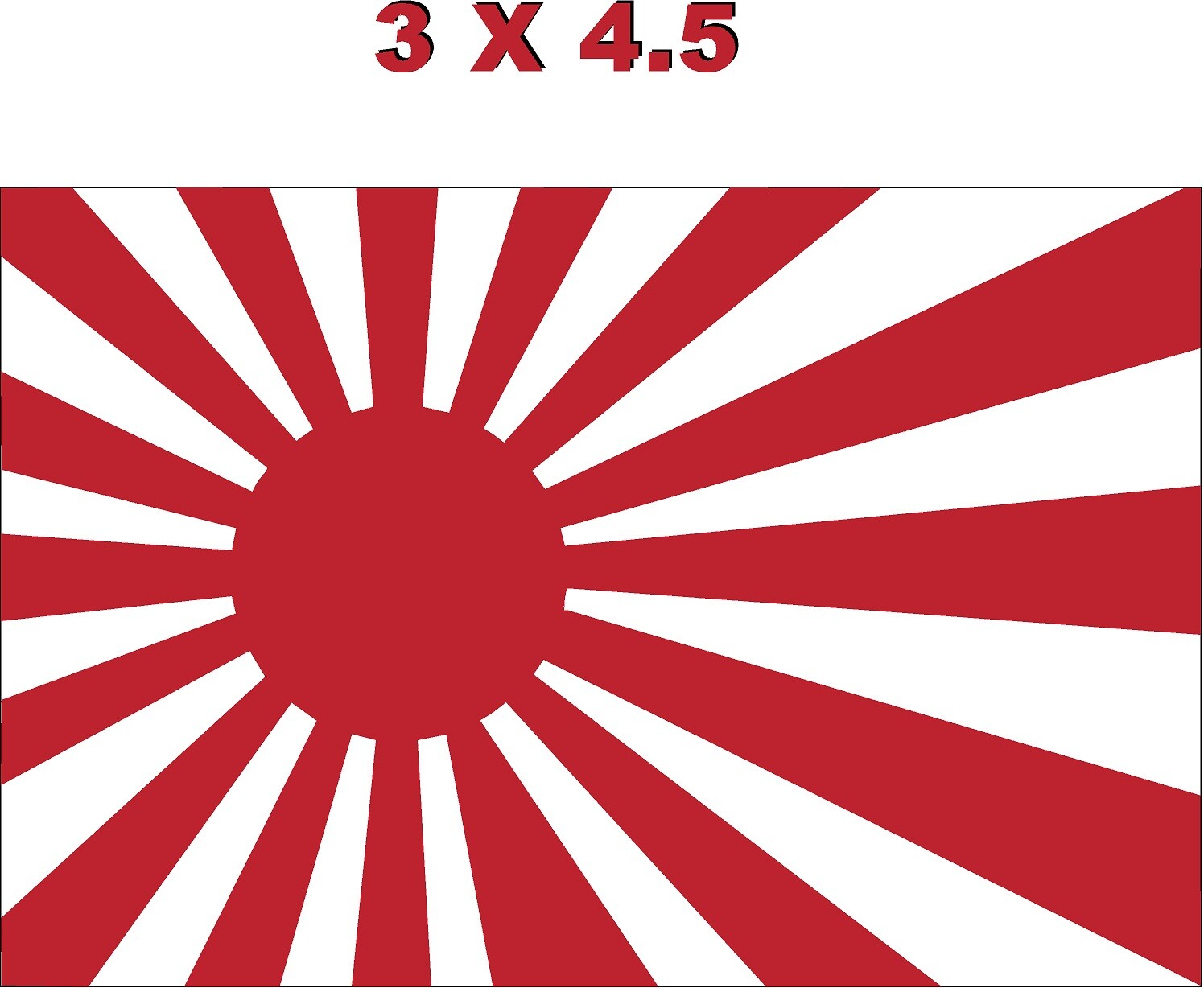 Japan Rising Sun Flag Japanese Navel 3″ H x 4.5″ Decal Sticker LAMINATED