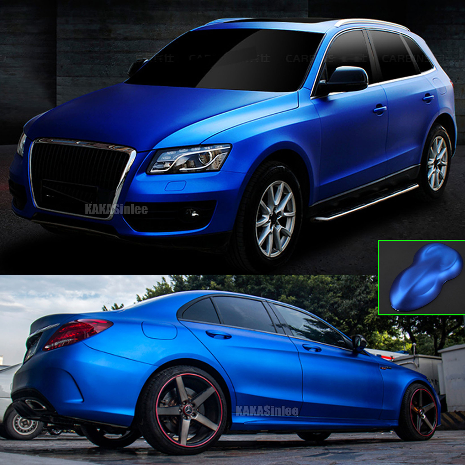 Full Roll Flexible SUV Car Wrap Satin Matte Chrome Steel Vinyl Sticker Blue US