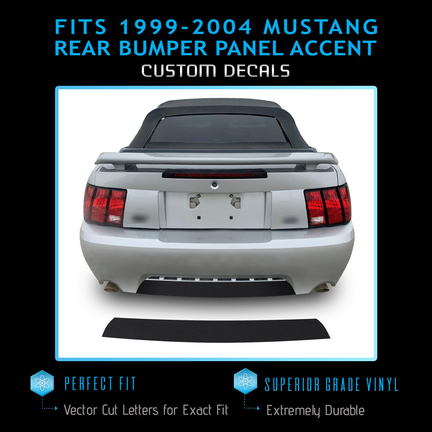 For 1999-2004 Ford Mustang Rear Bumper Panel Accent Precut Decal – Flat Matte