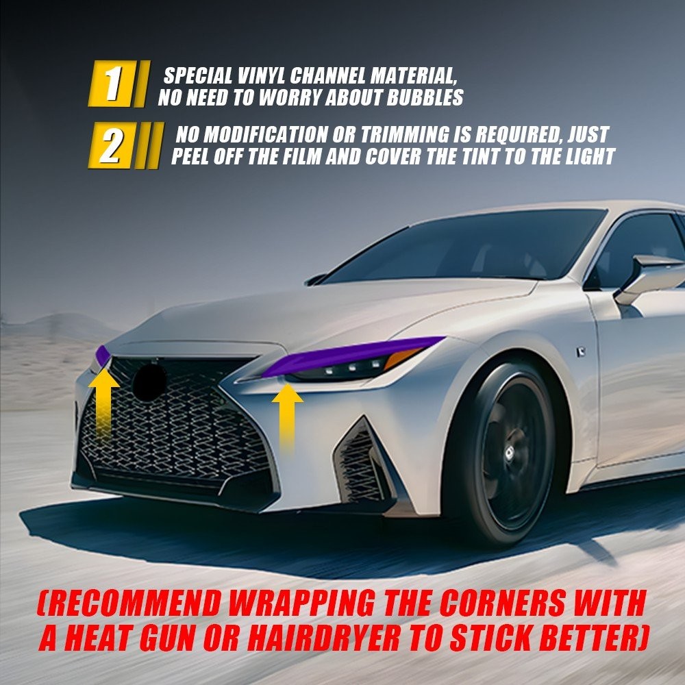 Purple Headlight DRL Vinyl Overlay Decals For 2021-2025 Lexus IS350 IS300 IS500