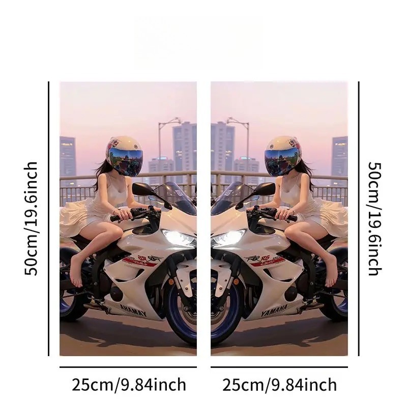 2pcs Sexy motorcycle beauty Car Center Pillar Sticker B-pillar Film Decor