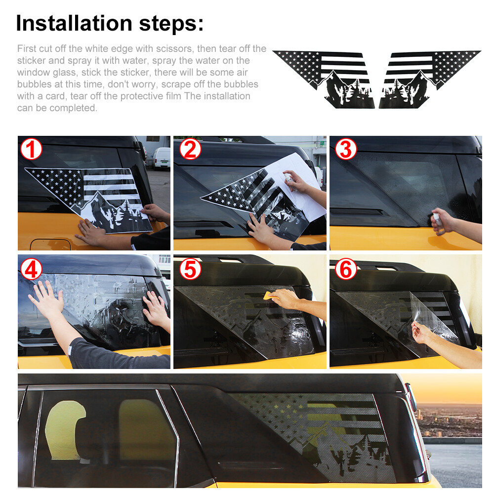 Exterior Rear Window Sticker Decal Trim Cover For Ford Bronco Sport 2021+US Flag