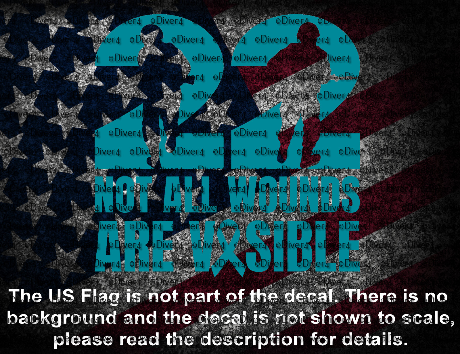 22 Not All Wounds Are Visible PTSD Veteran Suicide Awareness 988 Vinyl Decal