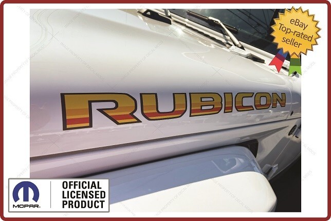 (2x) 18 – 25 Retro Jeep RUBICON Hood Vinyl Decals Stickers Orange Yellow FJ9X3