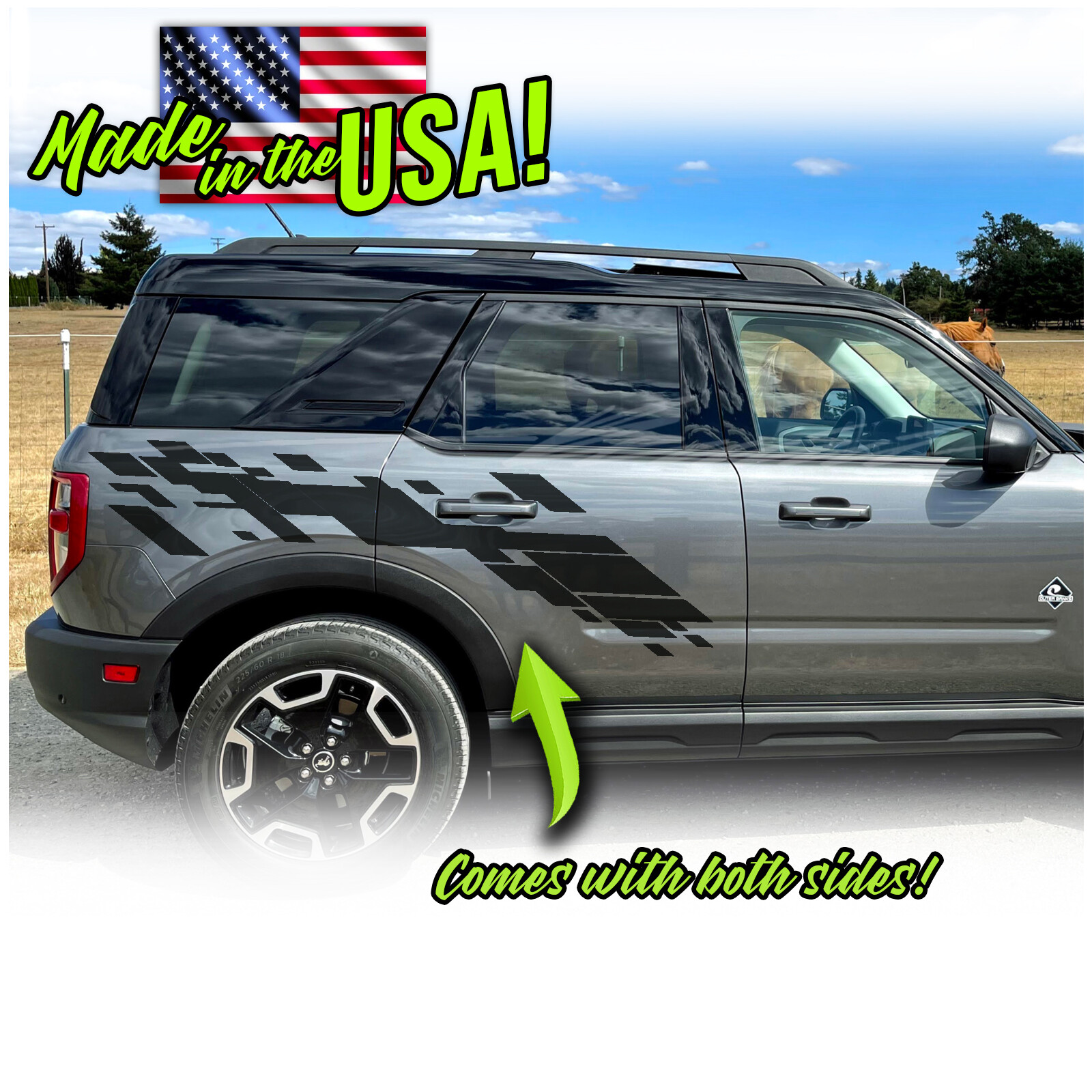 Quarter Panel Side Stripes Raptor Style – Fits 2021 and up Ford Bronco Sport