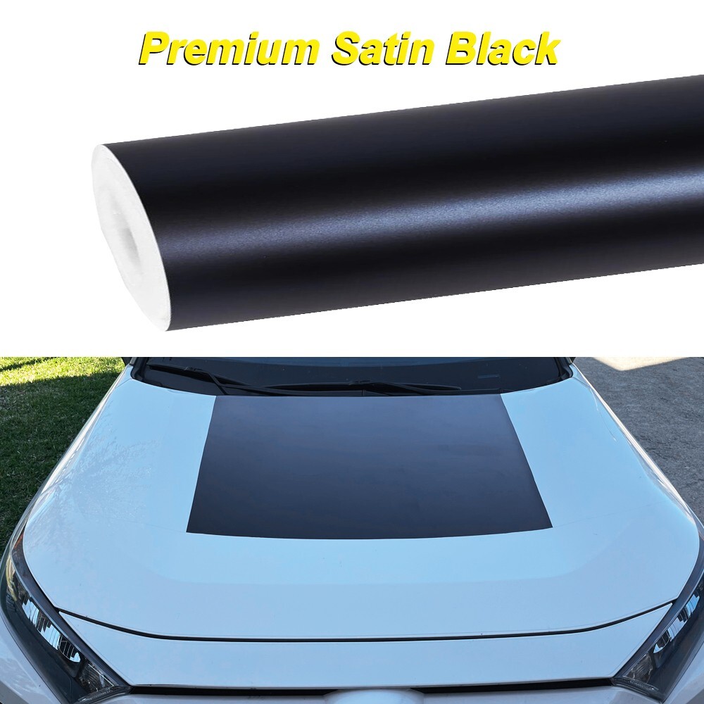12″x60″ Satin Matte Metallic Black Vinyl Wrap Adhesive Air Release 1ft x 5ft