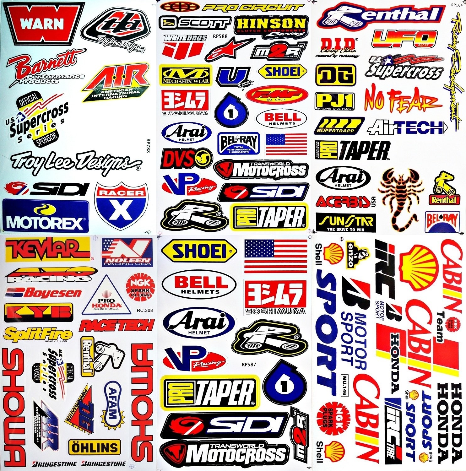 Dirt Bike Motorcycles Supercross Motocross ATV Lot 6 vinyl decals Multicolor