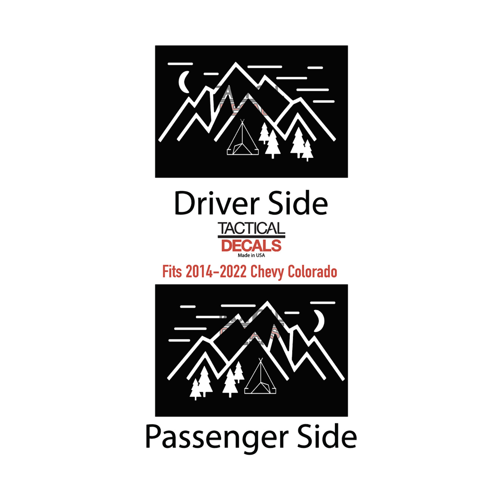 Minimalist mountain Design Decals for Crew Cab 2015-2022 Chevy Colorado CC1-CX1