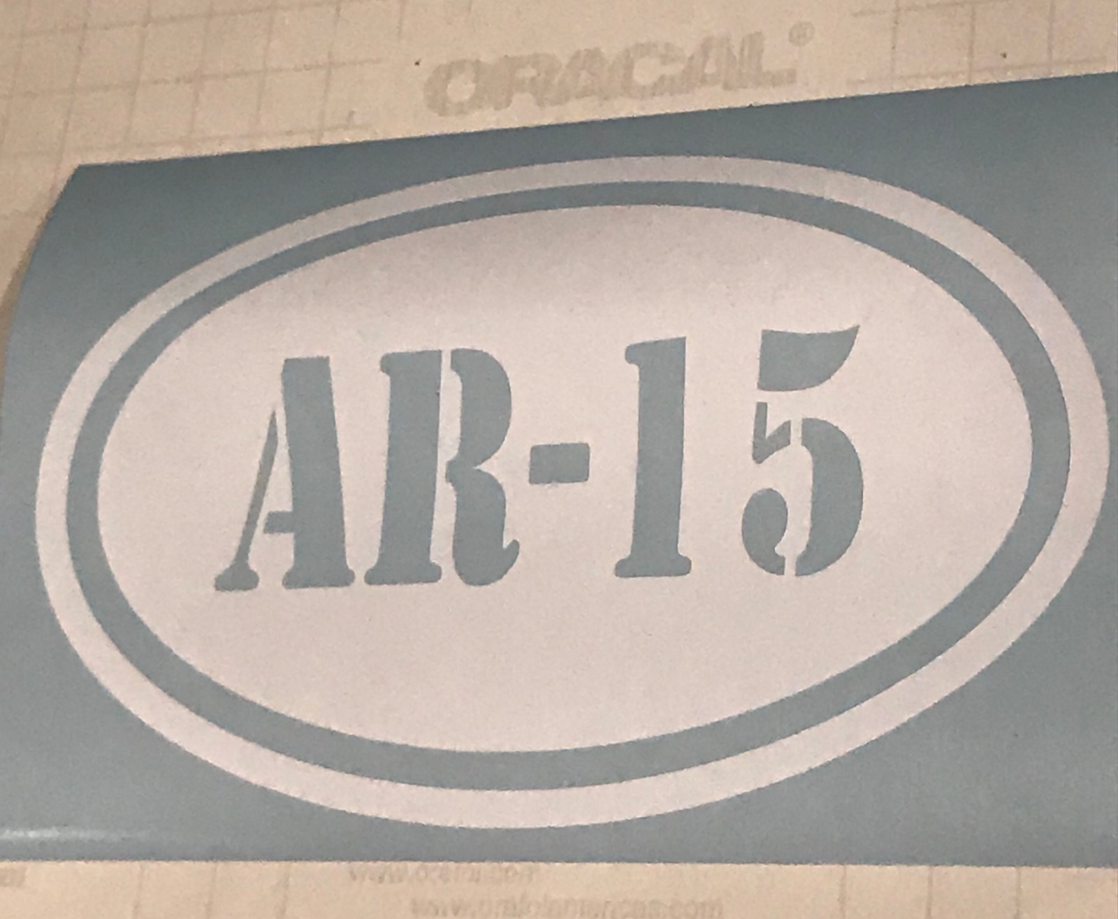 AR-15, AR15 assult rifle Oval EURO Decal in stencil font for Car, Windows, etc..