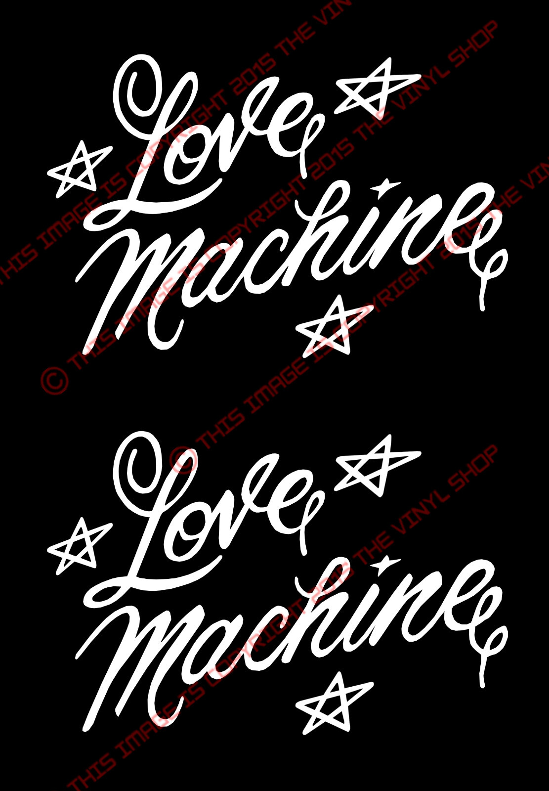 x2 “Love Machine” Cheech & Chong Up In Smoke, Chevrolet Impala 1/4 window decal