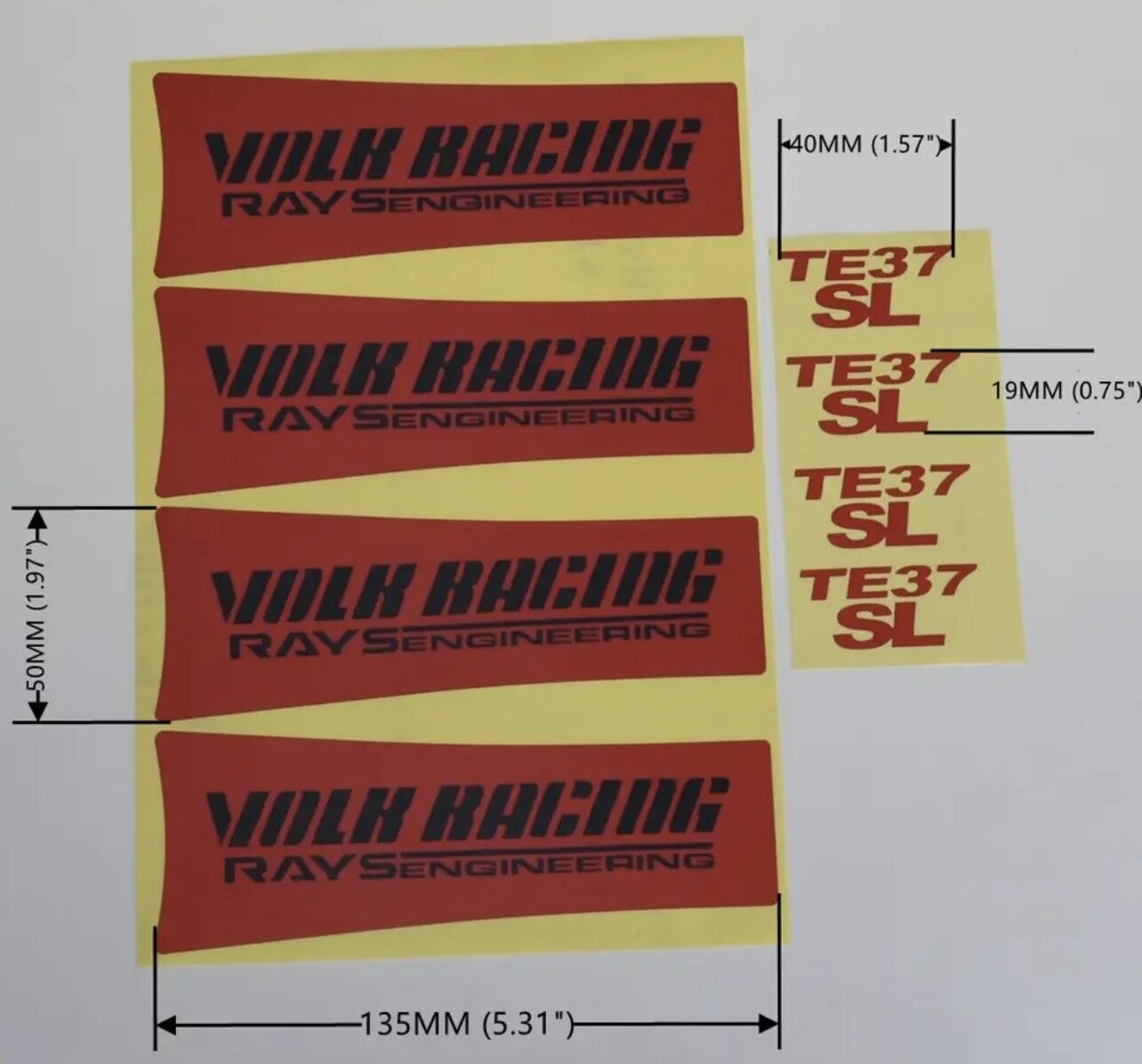 Full Set 8pcs Volk Racing TE37 SL Rays Engineering Wheel Rim Decal Sticker Kit