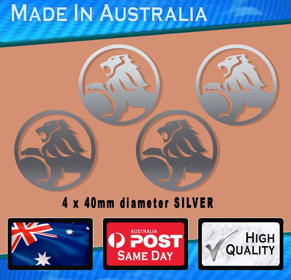 Holden LION Style Decals silver – circle logo set of 4 – 40mm wide