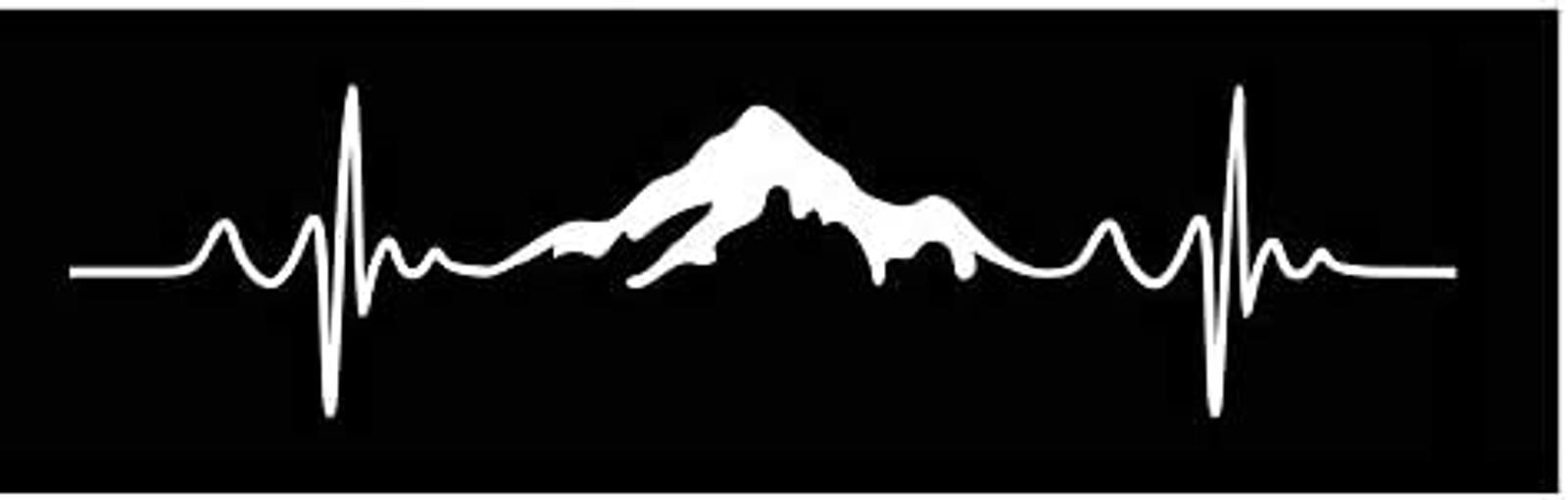 Mountain Pulse Vinyl Sticker Decal |White | 8.0 x 2.0 inch