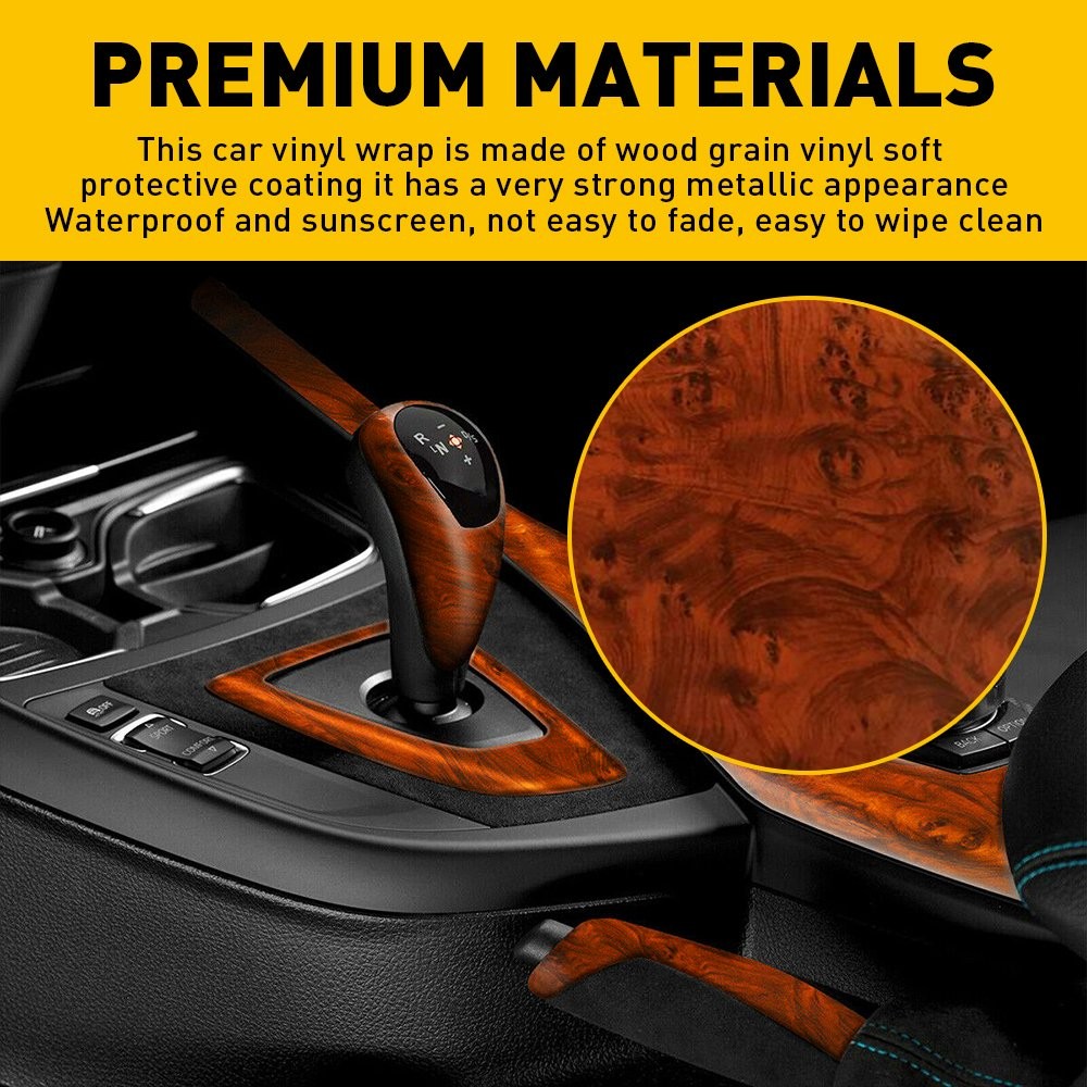 DIY Glossy Matte Wood Textured Grain Vinyl Wrap Sticker Car Interior Decors N