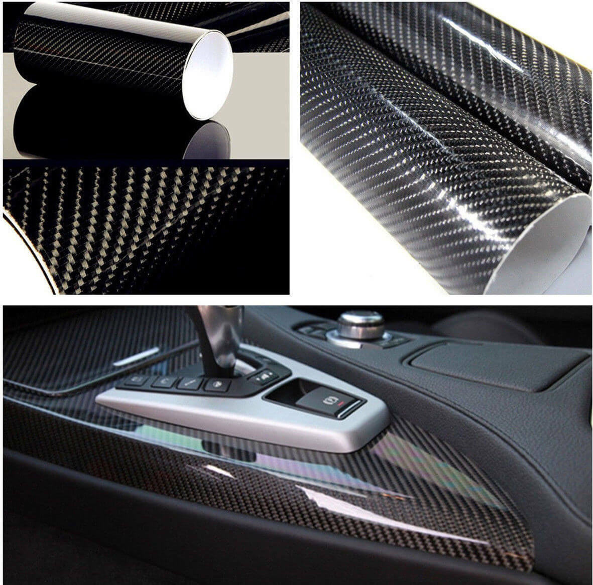 US Waterproof Carbon Fiber Vinyl Car Wrap Sheet Roll Film Sticker Decal Paper