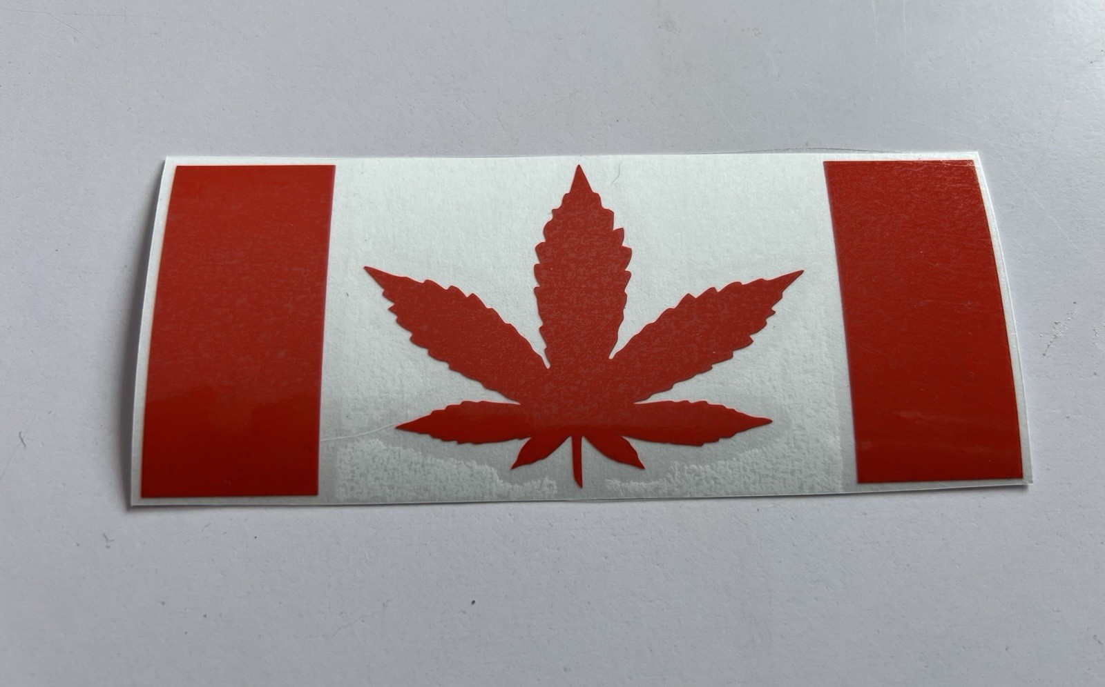 3.5×7 CANADA CANNABIS FLAG DECAL STICKER VINYL RED