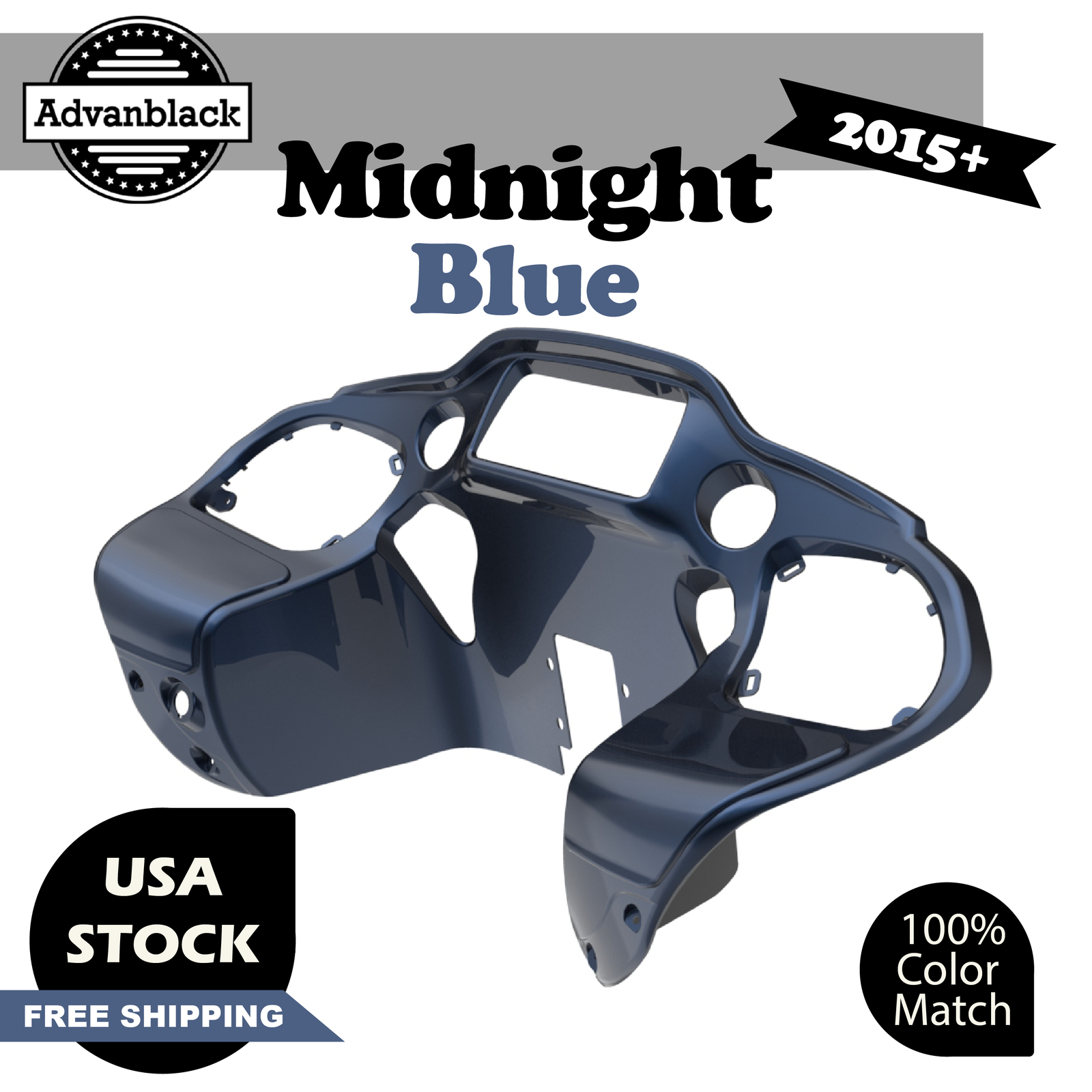 Advanblack Midnight Blue Inner Fairing Fits Harley Touring Road Glide 2015up