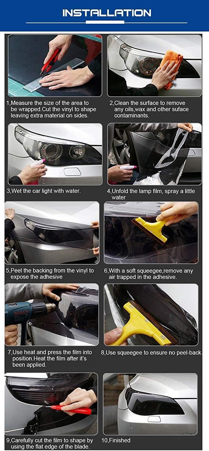 12” X 48” Tint Vinyl Film Sticker Sheet Roll for Car Headlight, Tail Lights, …