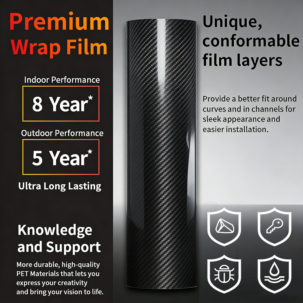 7D Premium Super Gloss Carbon Fiber Vinyl Film Wrap Bubble Free Air Release 6D
