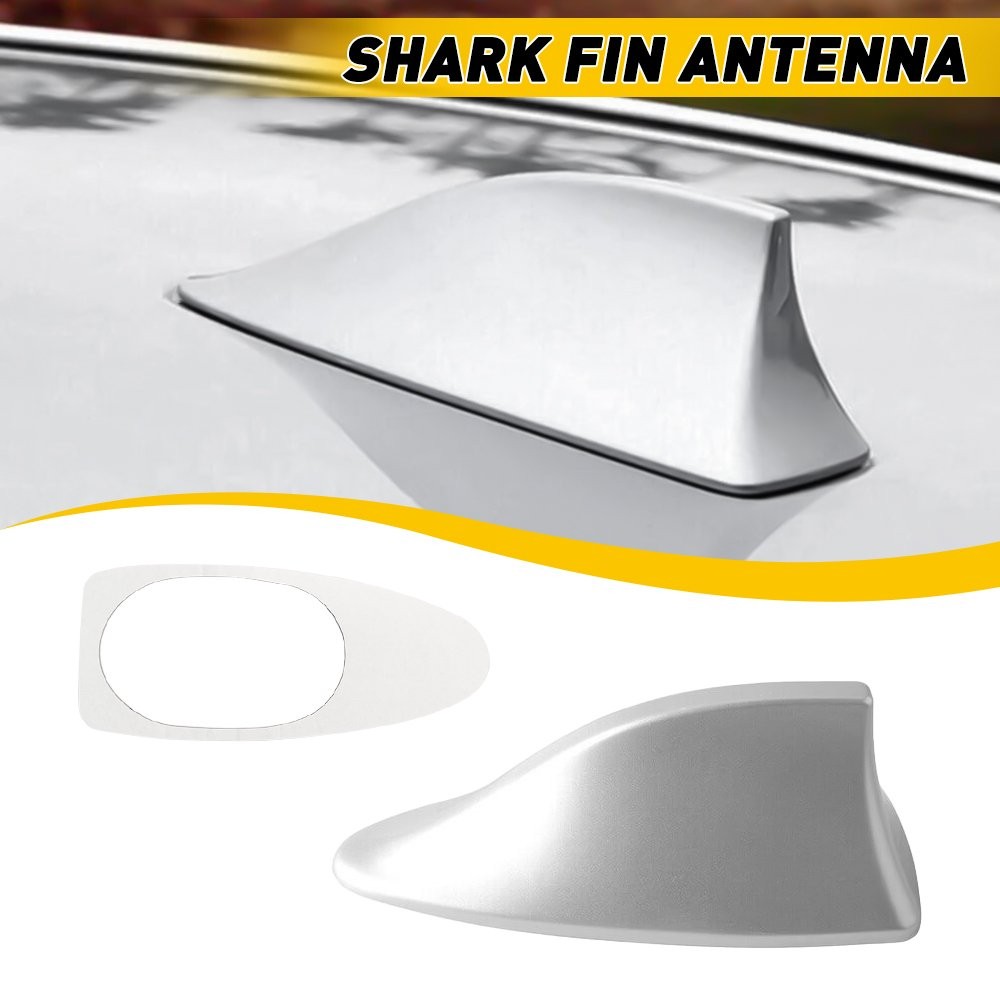 1/2Set Shark Fin Sliver Cover Antenna Radio FM Signal /AM Booster Decor Car Acce