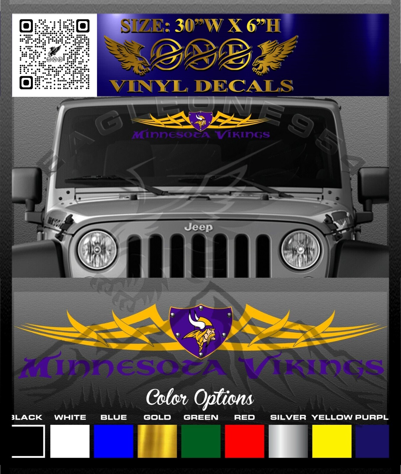 Minnesota Vikings Windshield Decal Sticker #6120 Vinyl Sticker Minnesota Vikings