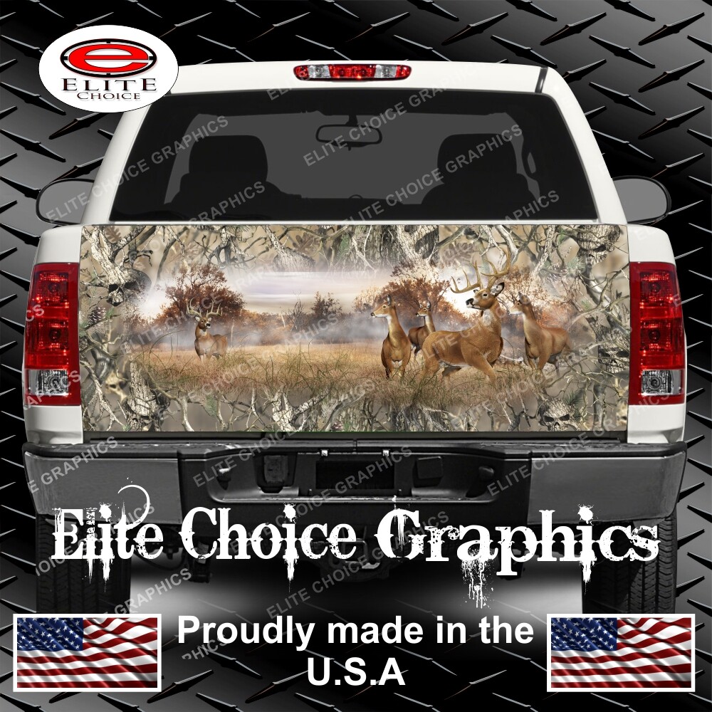 Whitetail Buck ObSkull Camo Truck Tailgate Wrap Vinyl Graphic Decal Wrap
