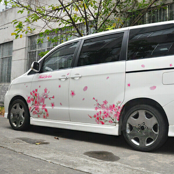 Graphics Cherry Blossom Car Sticker Lovely Flower Waist Line Vinyl Decal 2 Sides