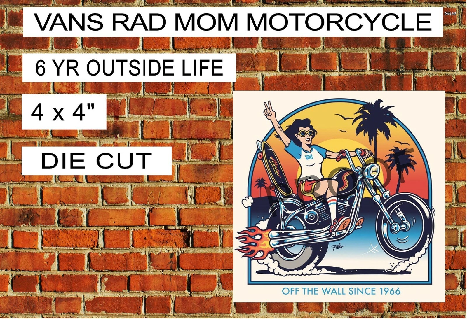 VANS RAD MOM MOTORCYCLE RETRO DECAL REPRINT