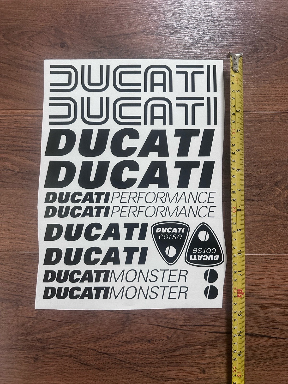 Ducati Vinyl Decal Sticker Sheet Black Logo Performance Corse Monster