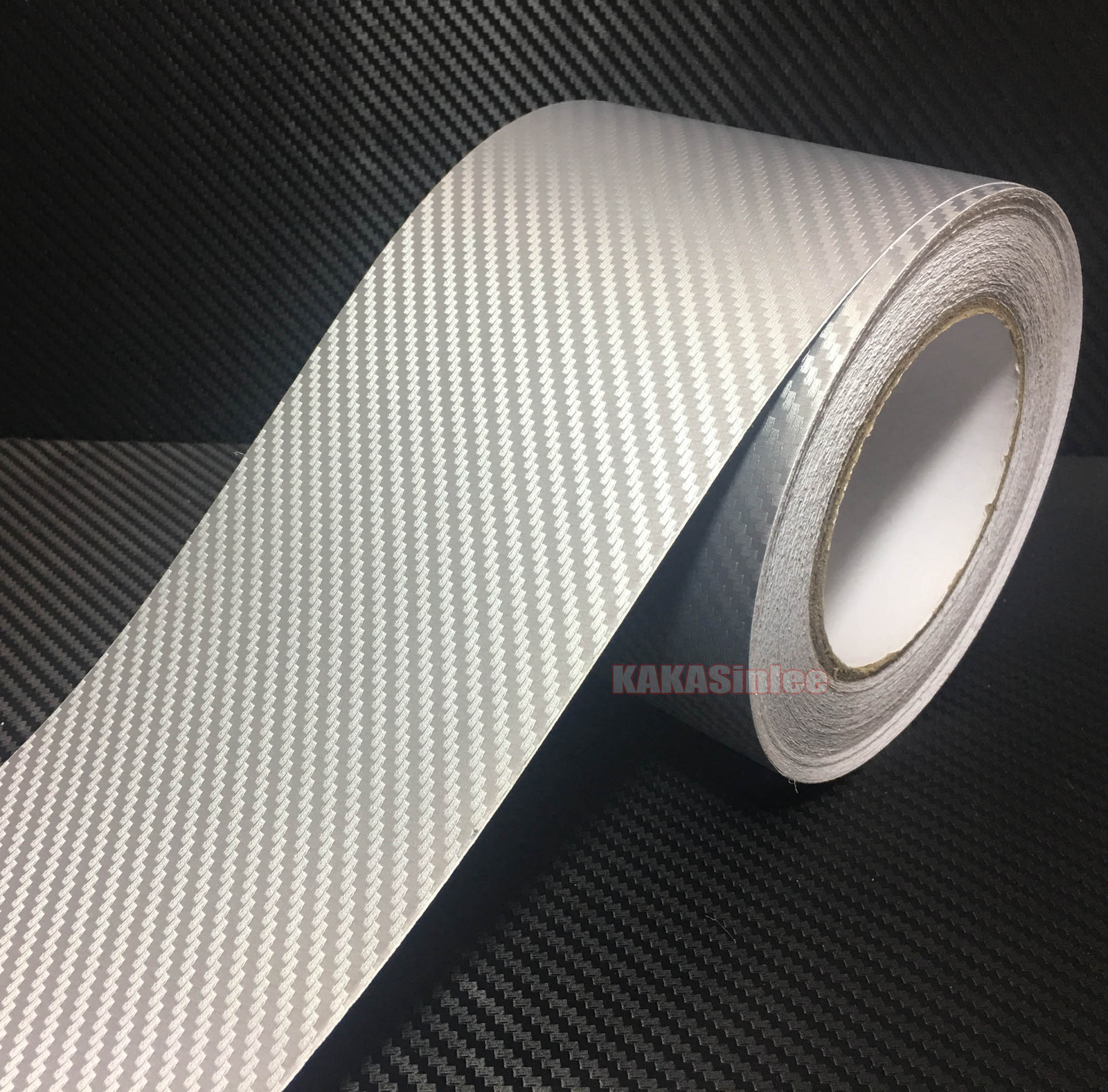 4″ W – 3D Silver Sheet Car PVC Grain Carbon Fiber Vinyl Tape Wrap Sticker Strips