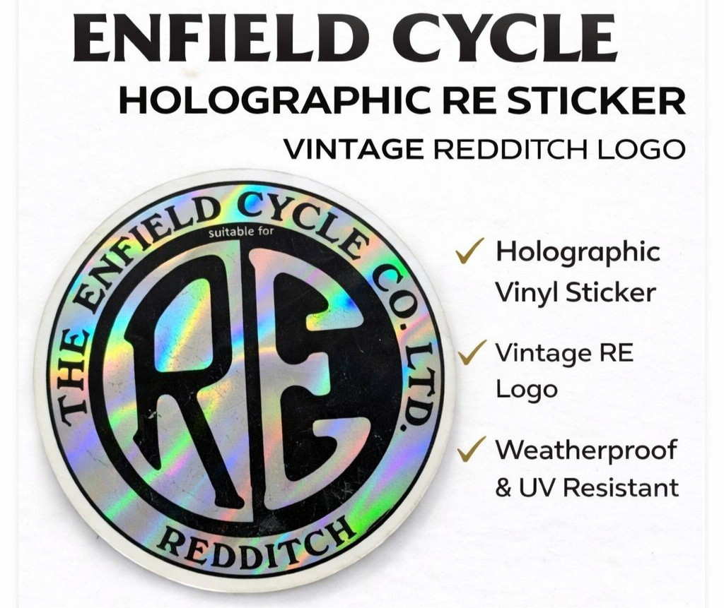 Fits Royal Enfield Classic RE Logo Silver Tool Box Luggage Rack Sticker