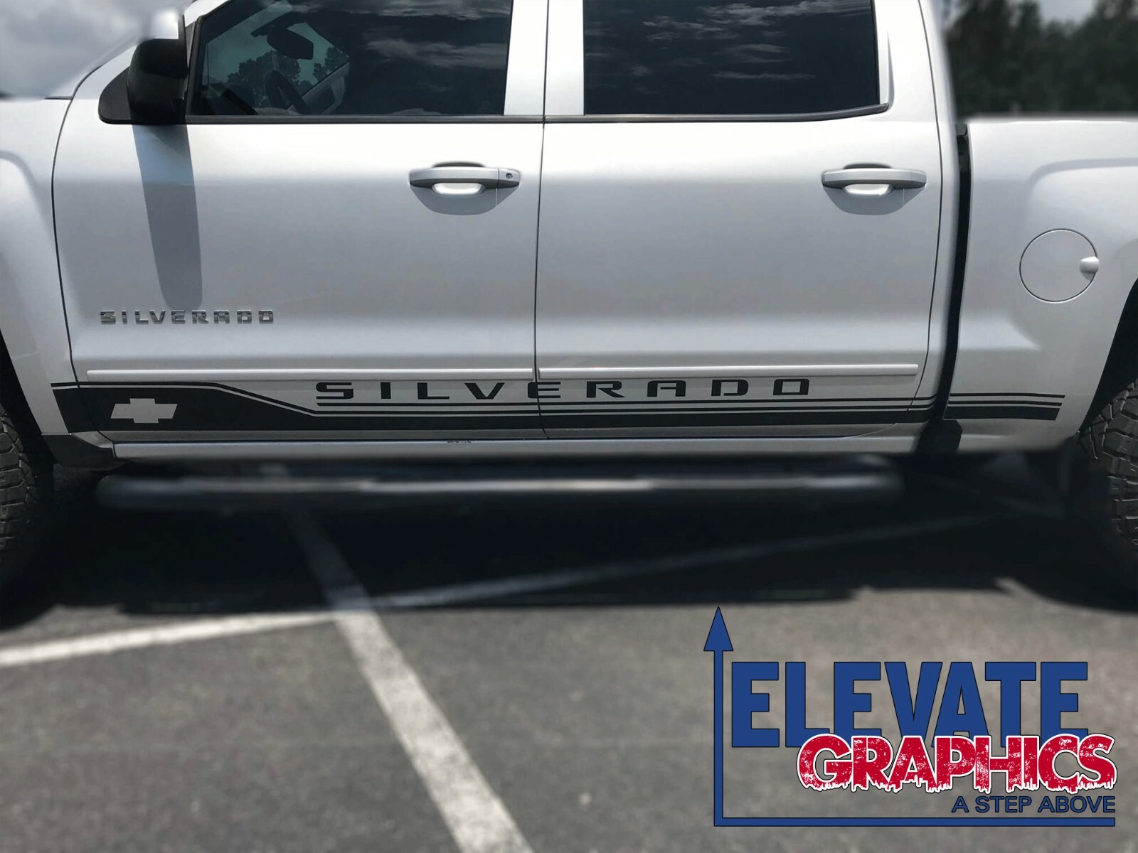 Fits Chevy Silverado Rocker One Stripes Vinyl Graphics Decals Sticker 1999-2024