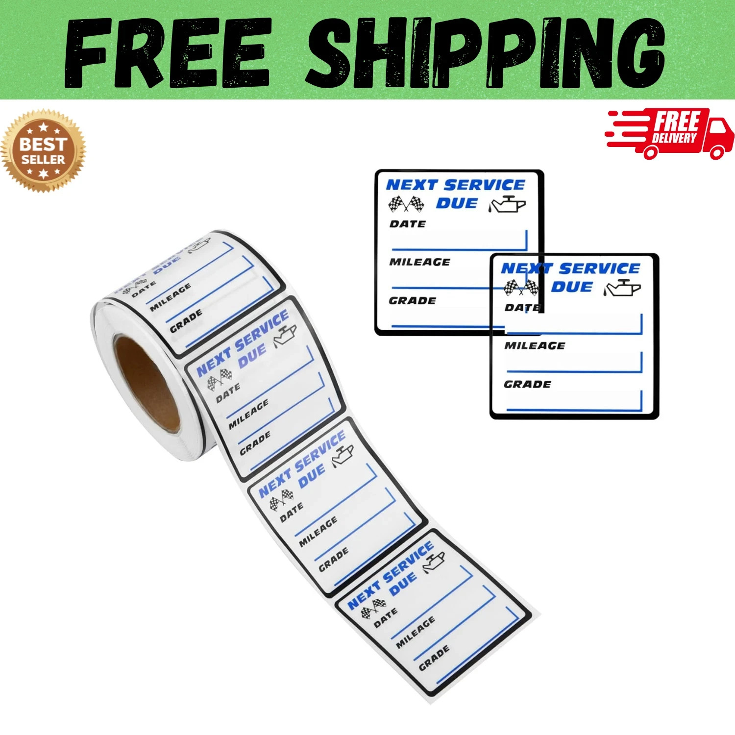 300PCS Car Oil Change Stickers for Windshield, Next Service Due Sticker,2″x2″