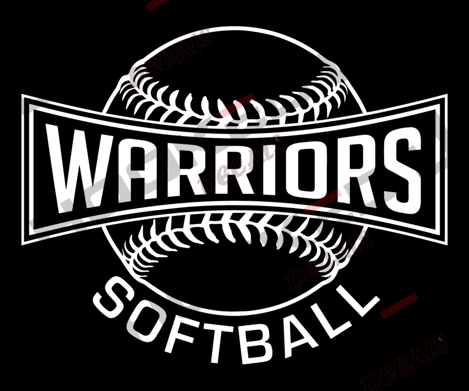 Warriors Softball Vinyl Transfer Decal